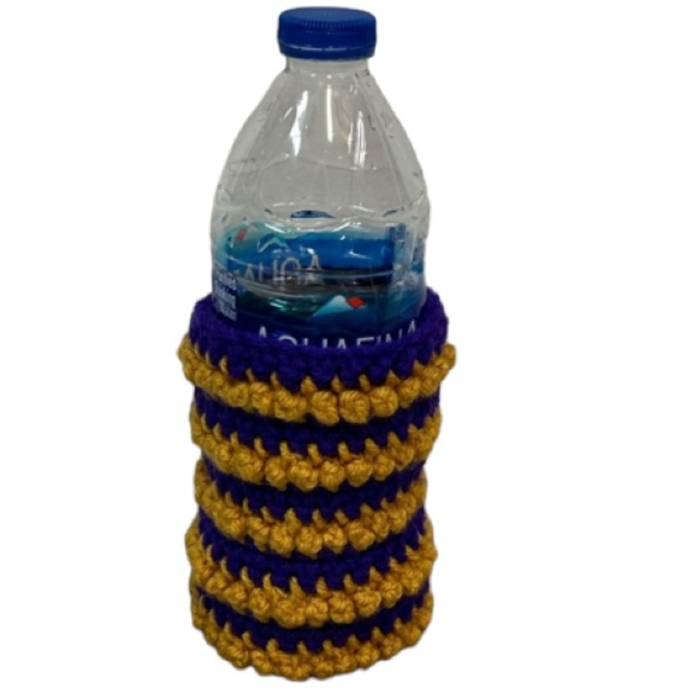 Crochet Coozie Purple And Gold | | Handmade NEW Handcrafted Koozie - Picture 2 of 10